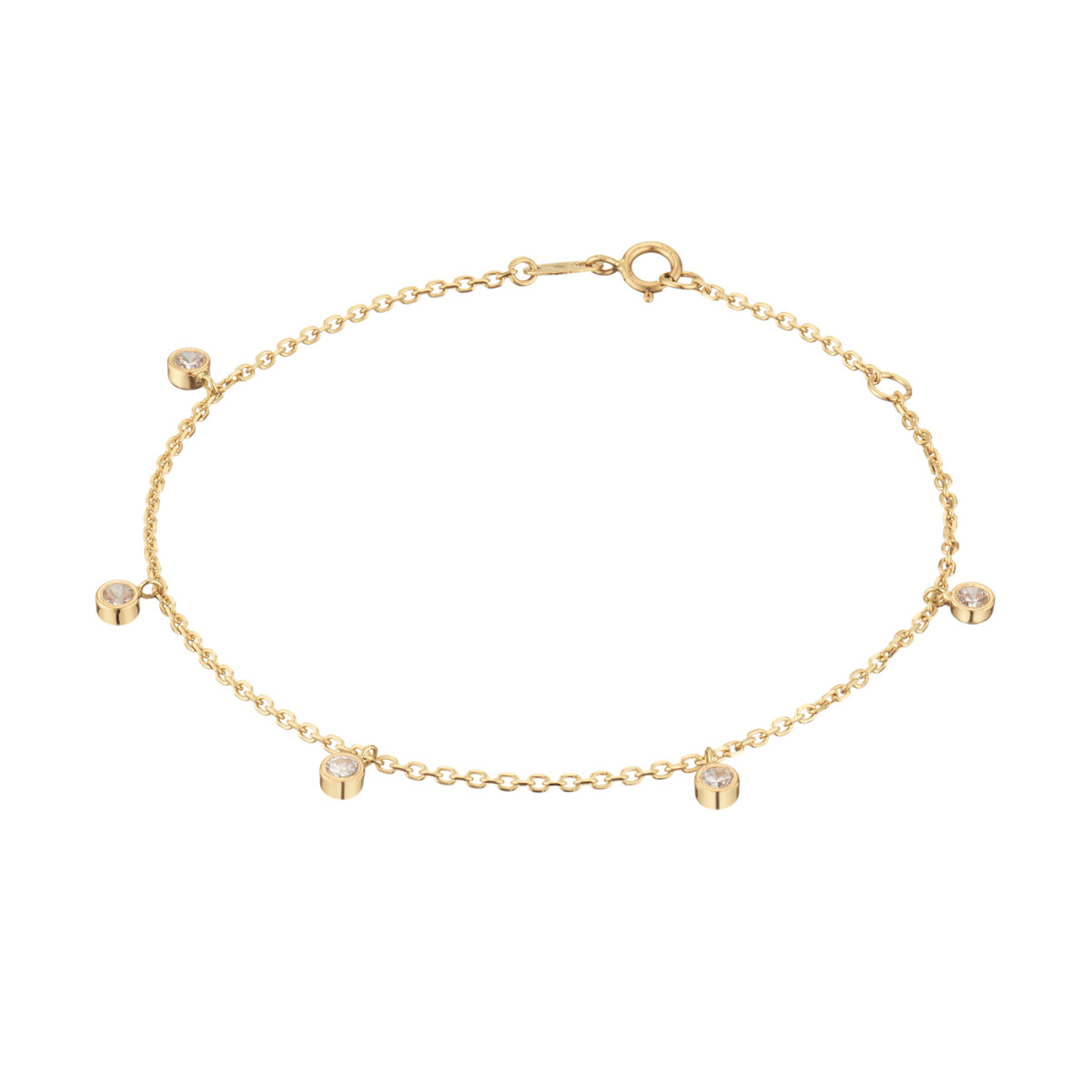 GLOW 204.2129.19 gouden armband met ankerschakel en zirkonia hanger 6 mm - Lengte 19 cm