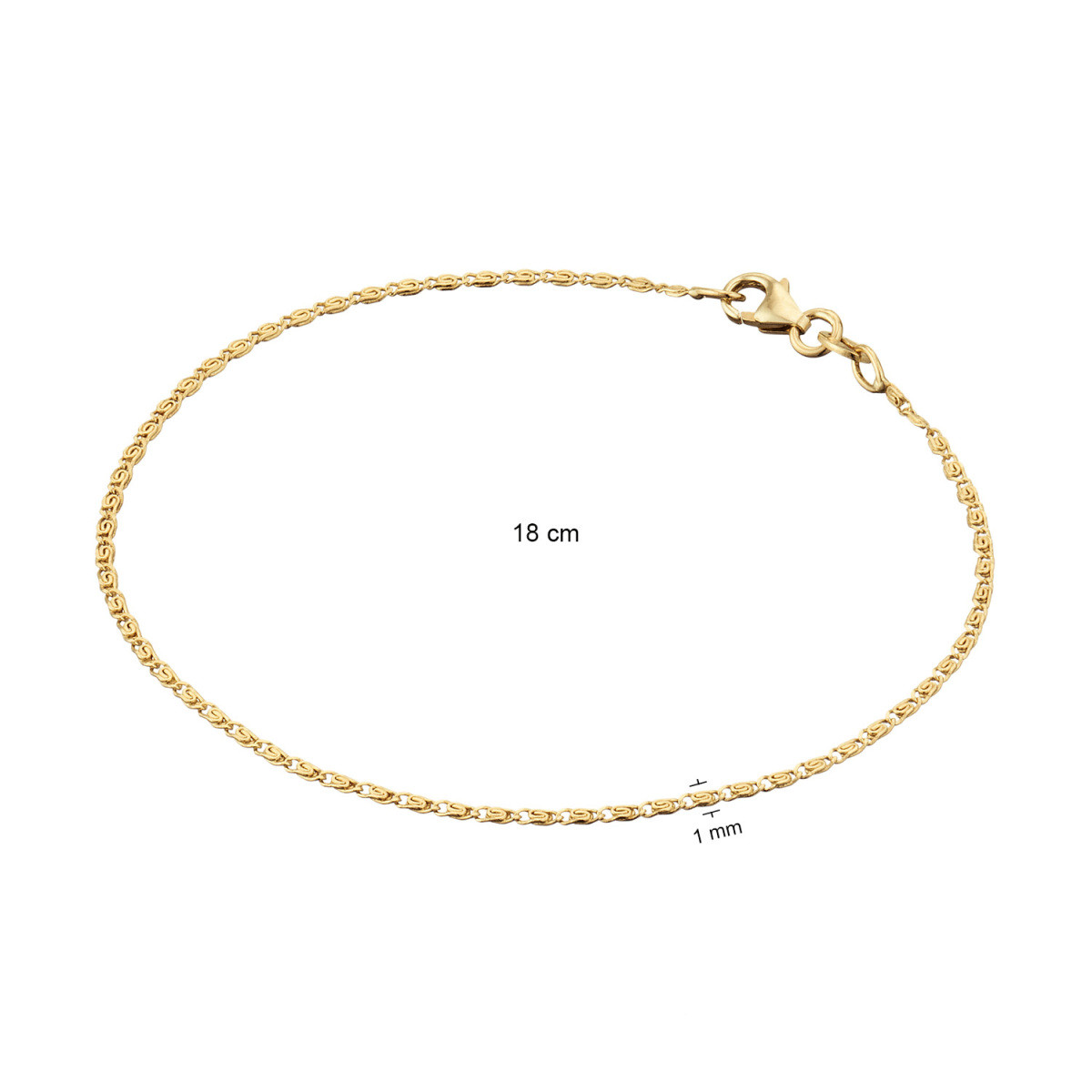 GLOW 204.2188.18 gouden schakelarmband 1 mm breed - Lengte 19 cm