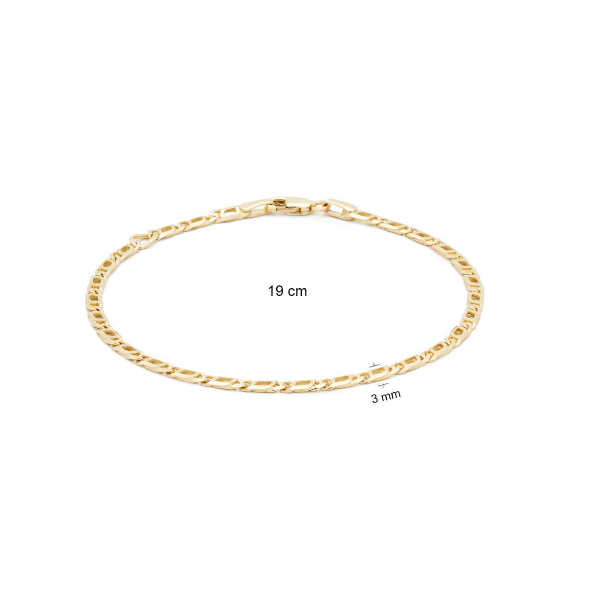 GLOW 204.2196.18 gouden schakelarmband met valkenoogschakel 3 mm breed - Lengte 19 cm