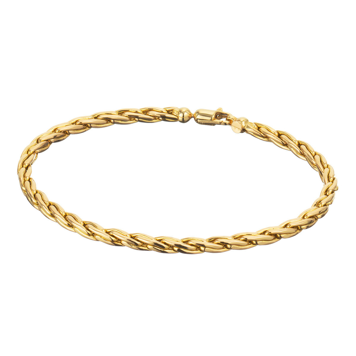 GLOW 204.2232.19 gouden schakelarmband met vossenstaartschakel 4 mm breed - Lengte 19 cm