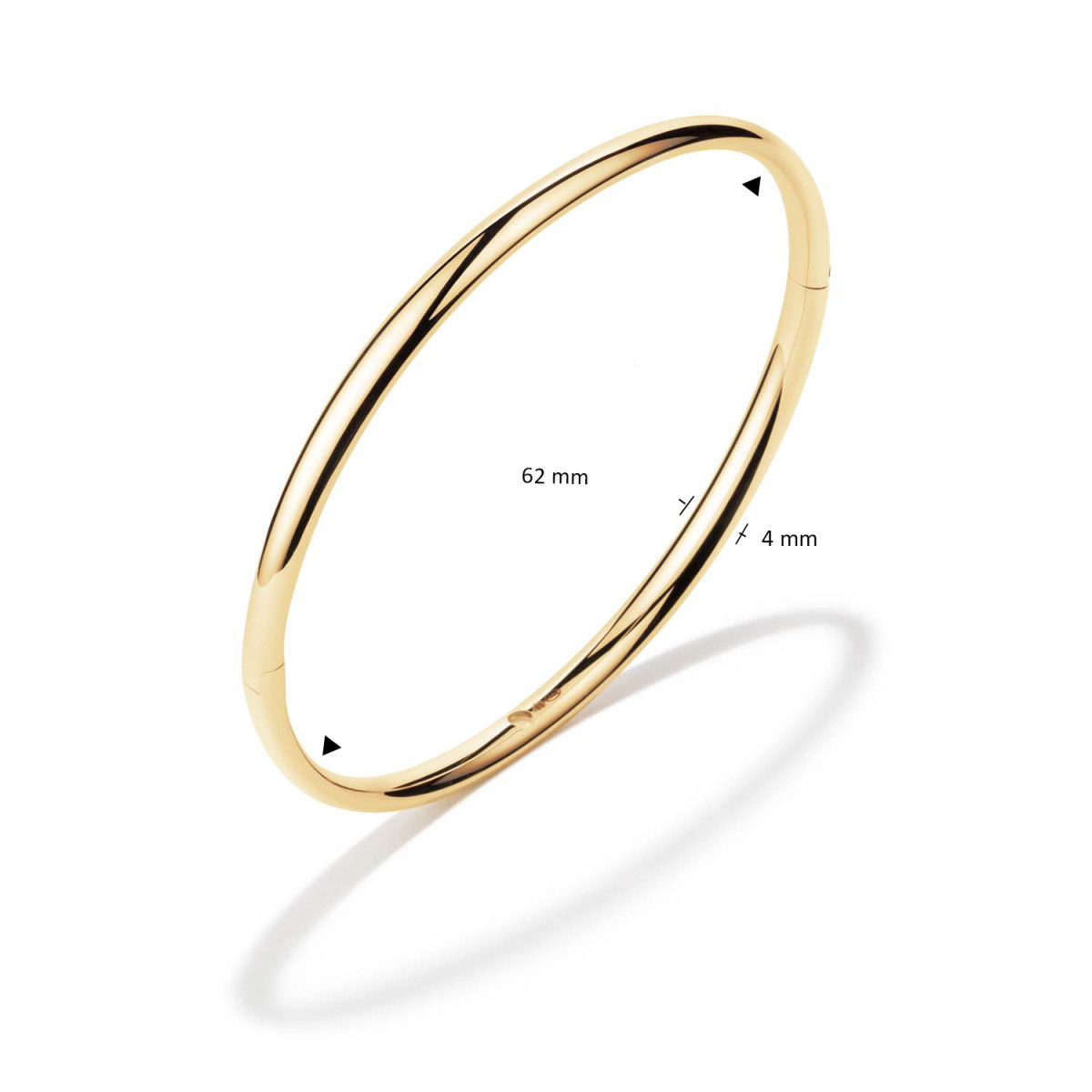 GLOW 204.2464.62 gouden bangle massief met zilveren kern glanzend 4 mm breed - Diameter 62 mm