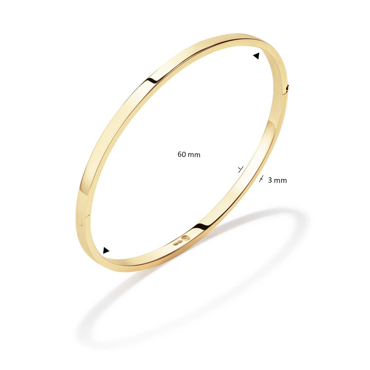 GLOW 204.2563.60 gouden bangle massief goud zilveren kern glanzend 3 mm breed - Diameter 60 mm