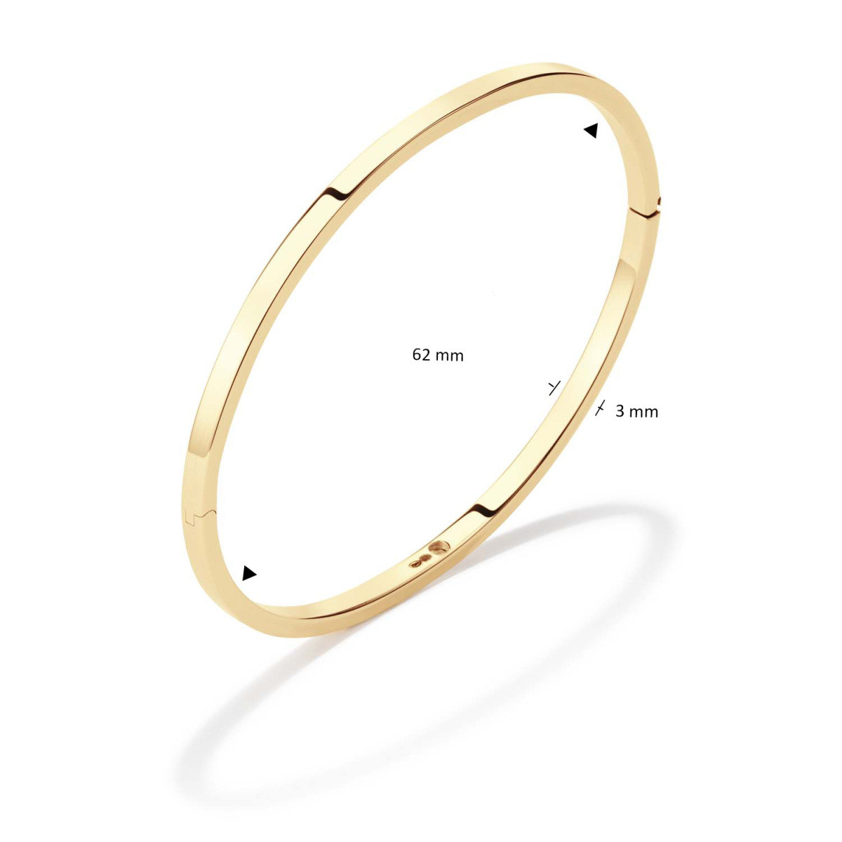 GLOW 204.2563.62 gouden massieve bangle met zilveren kern glanzend 3 mm breed - Diameter 62 mm