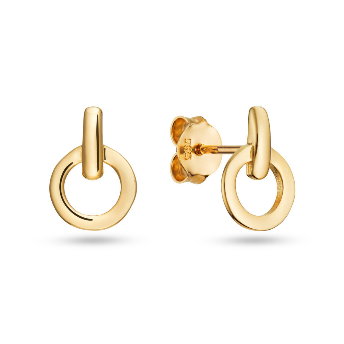 GLOW 206.0222.00 gouden oorstekers met open cirkel 10 mm breed - Hoogte 12 mm