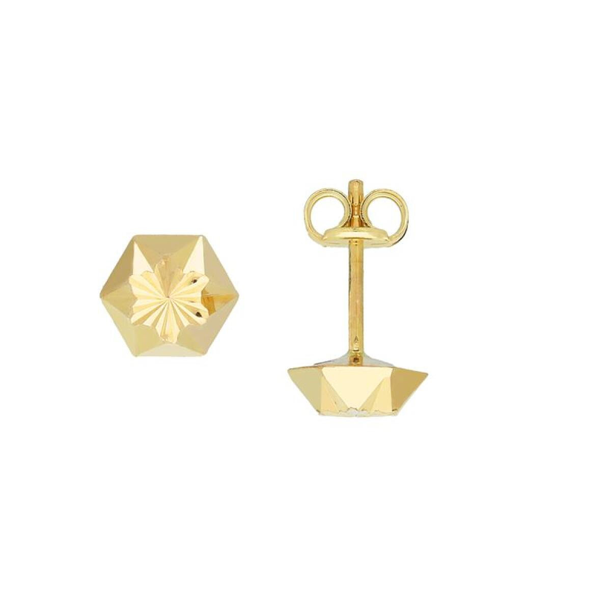 GLOW 206.0461.06 gouden oorknopjes zeshoekige vorm glanzend afgewerkt - Diameter 6 mm