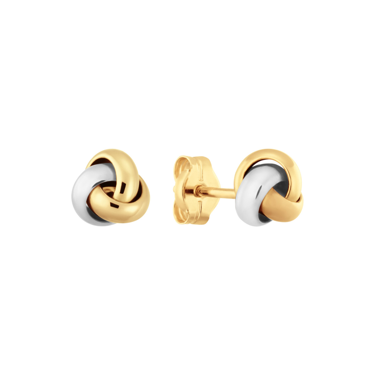 GLOW 206.0750.00 bicolor knoopvormige oorknopjes in goud en witgoud glanzend afgewerkt - Diameter 5 mm