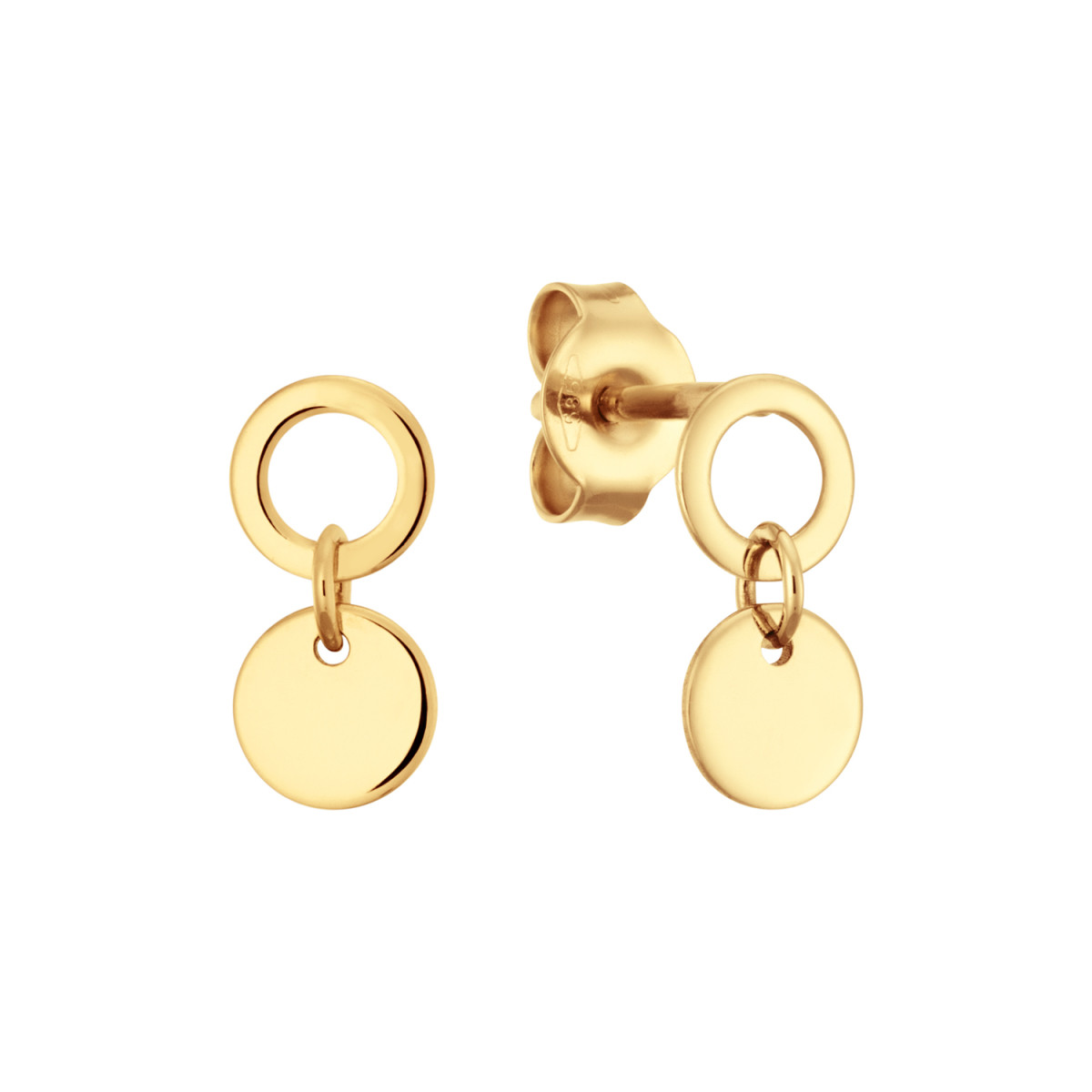 GLOW 206.1653.00 gouden oorstekers en oorhangers met bolletje 5 mm breed - Hoogte 10 mm