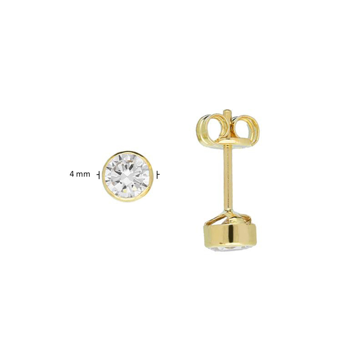 GLOW 206.2021.04 gouden ronde oorknopjes met transparante zirkonia - Diameter 4 mm