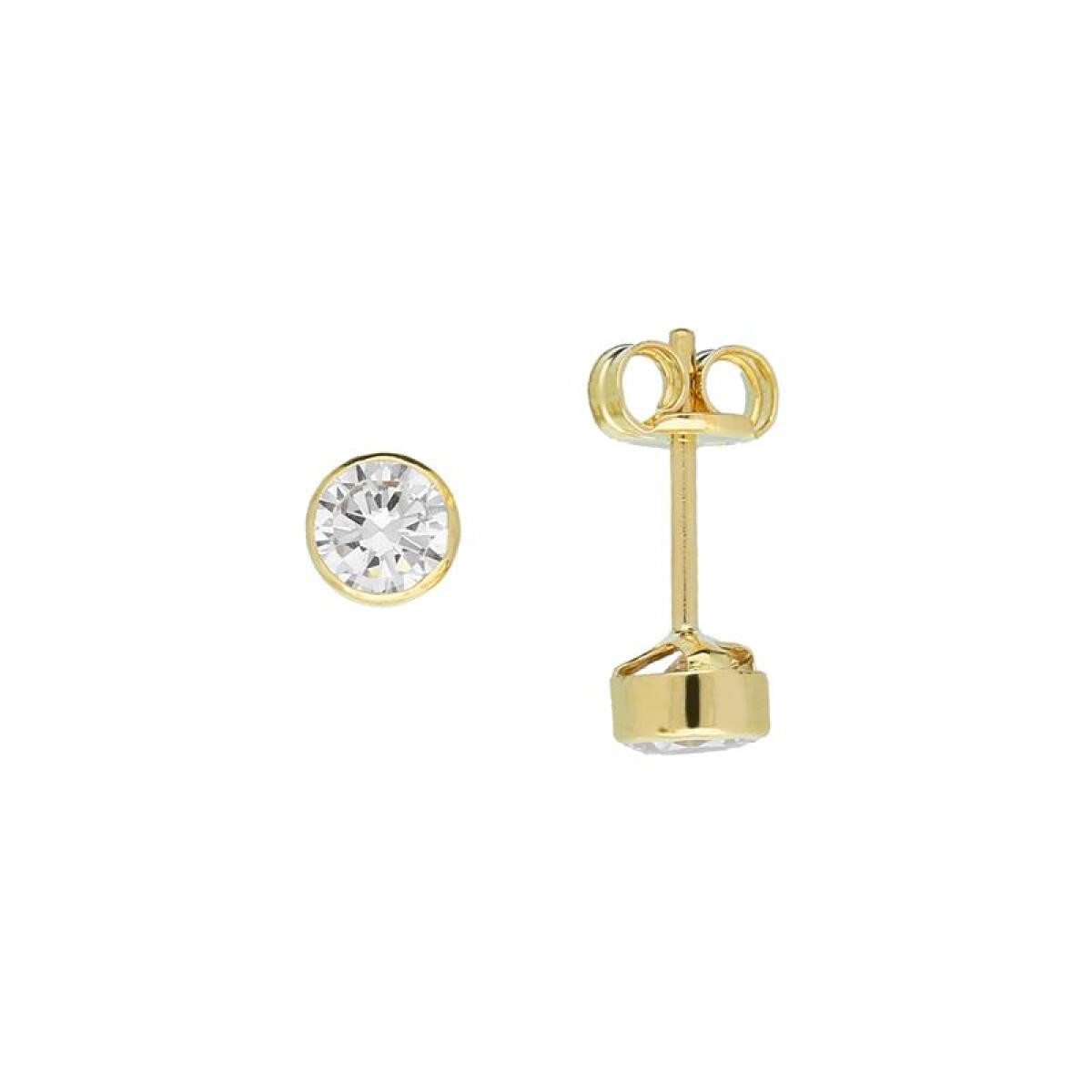 GLOW 206.2021.04 gouden ronde oorknopjes met transparante zirkonia - Diameter 4 mm