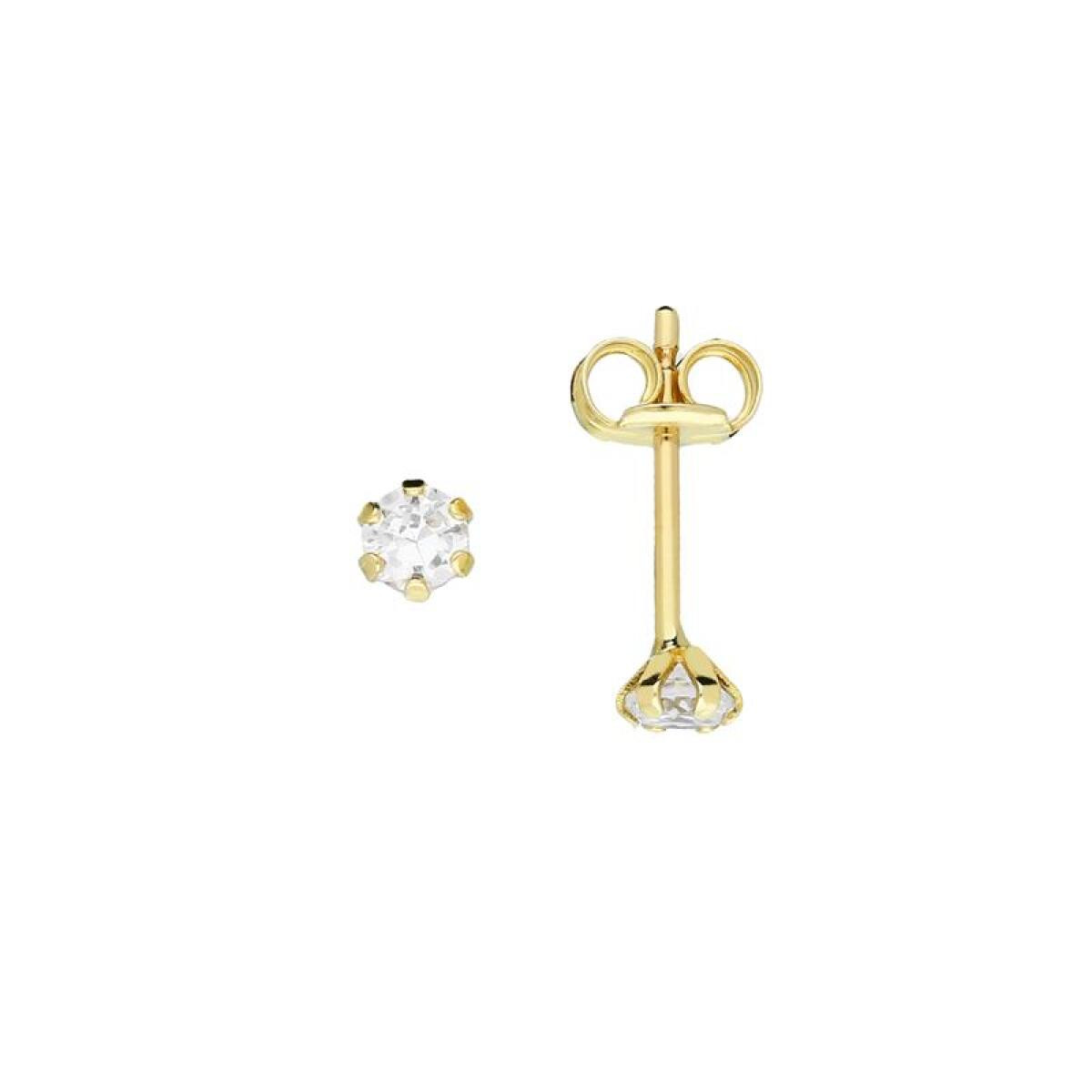 GLOW 206.2022.03 gouden ronde oorknopjes met transparante zirkonia - Diameter 3 mm
