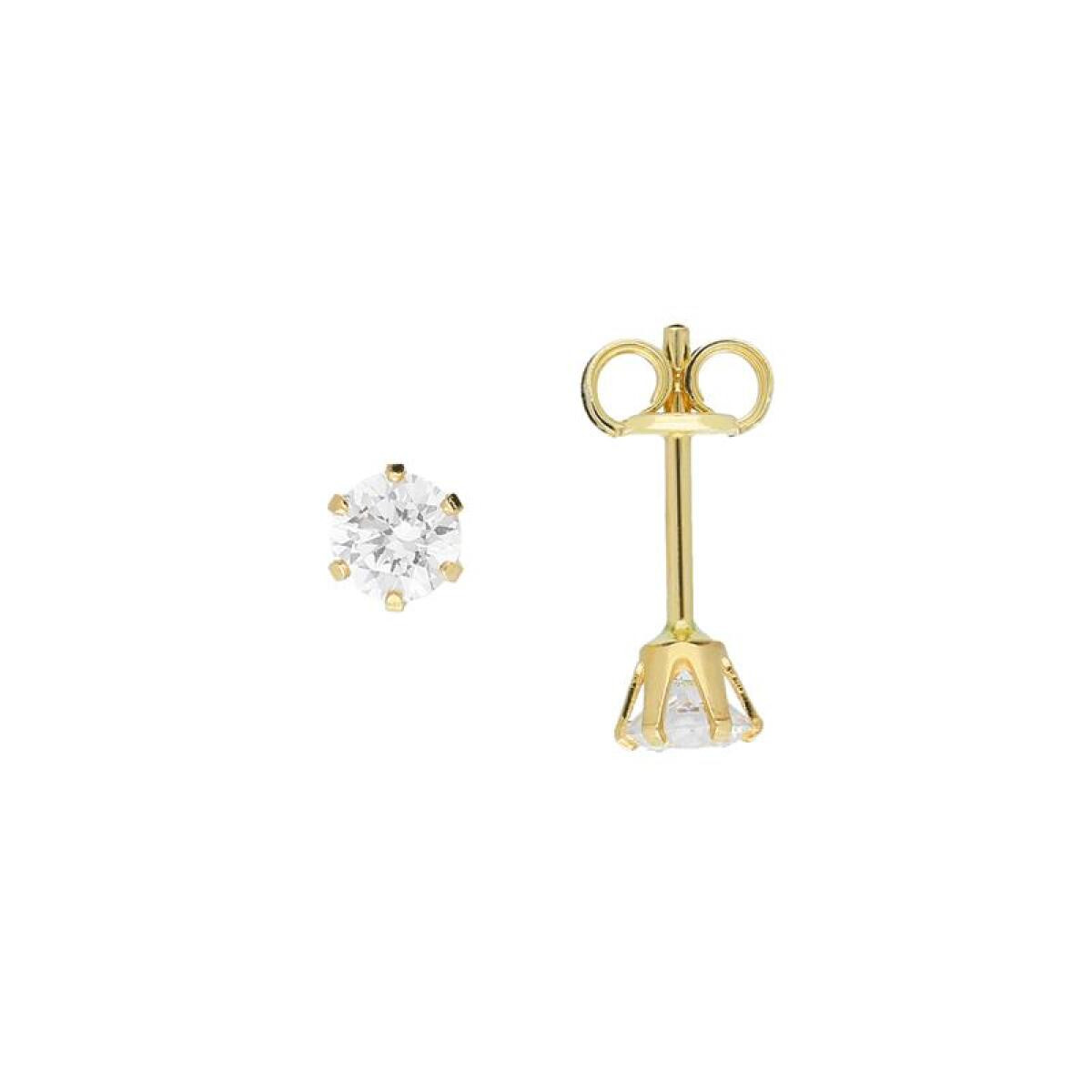 GLOW 206.2022.04 gouden ronde oorstekers met transparante zirkonia - Diameter 4 mm