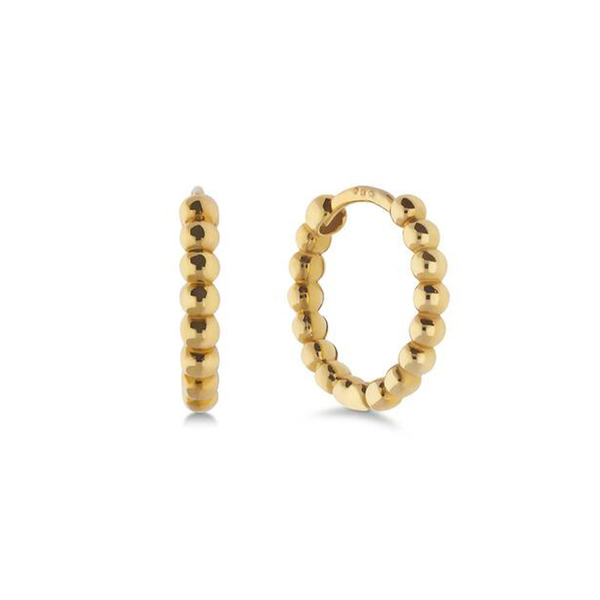 GLOW 207.0171.08 gouden klapoorringen met bolletjesstructuur 2 mm breed - Diameter 8 mm