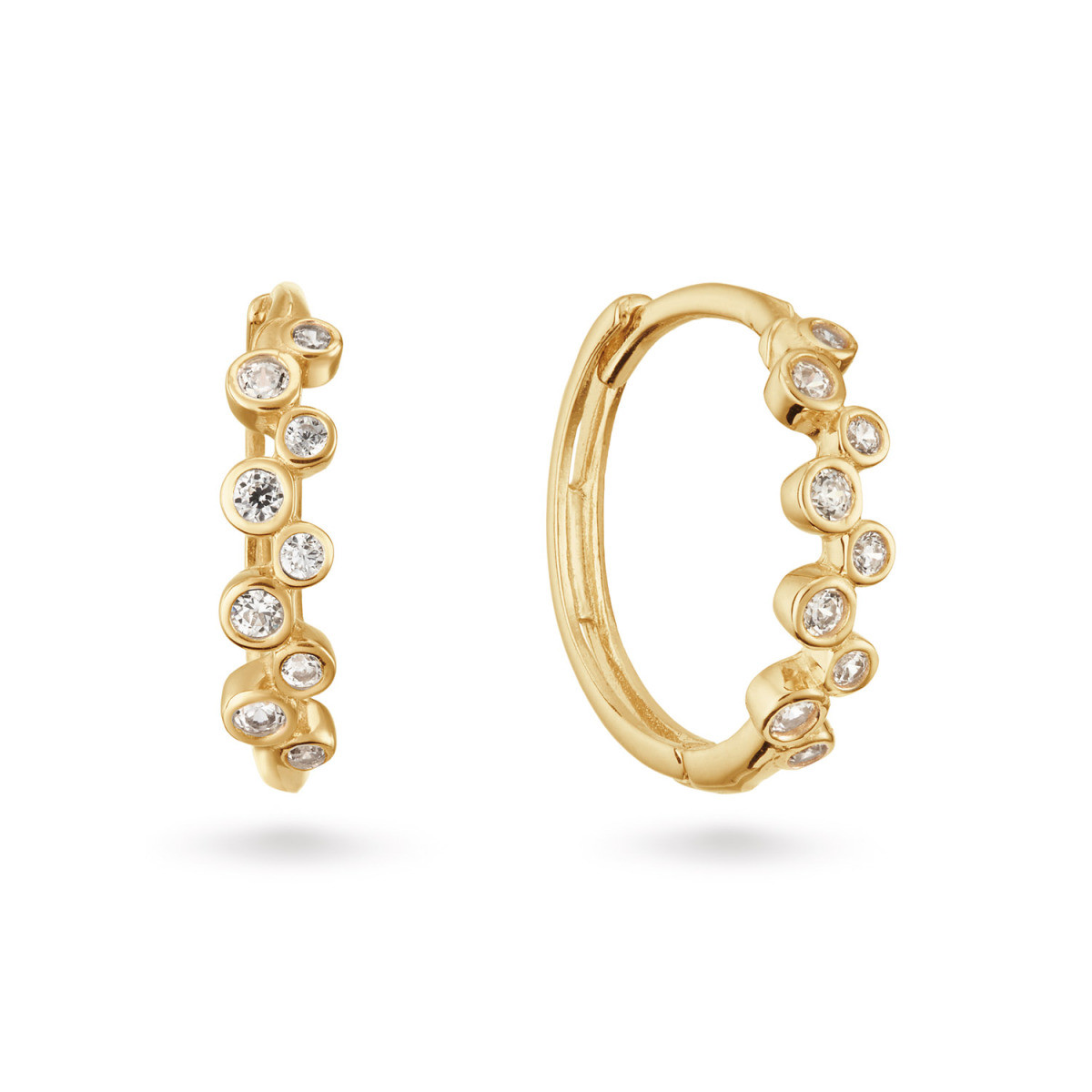GLOW 207.0308.00 gouden klapoorringen met zirkonia stenen 2 mm breed - Diameter 12 mm