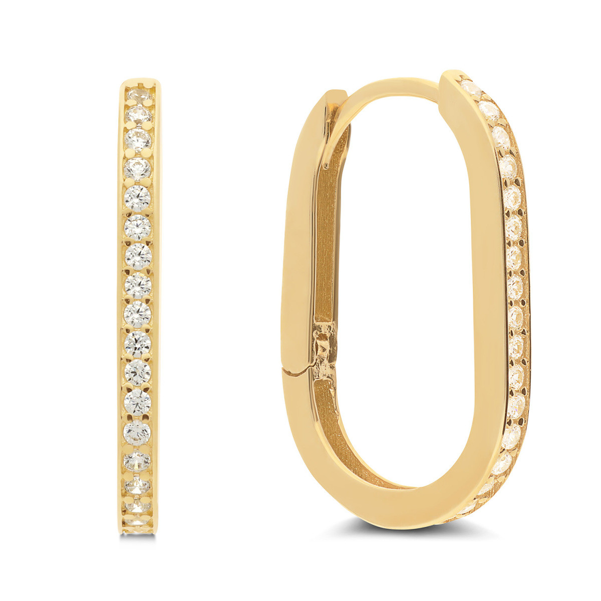 GLOW 207.2403.00 gouden schakeloorbellen met zirkonia 12 mm breed - Hoogte 18 mm