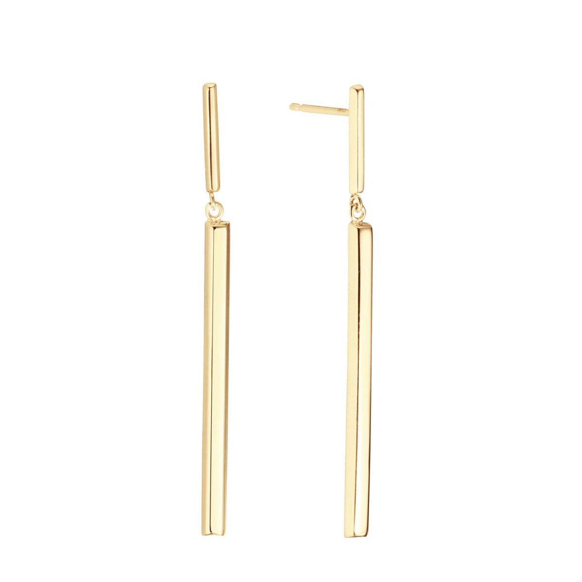 GLOW 208.0815.00 gouden oorhangers met staafvorm 2 mm breed - Hoogte 43 mm
