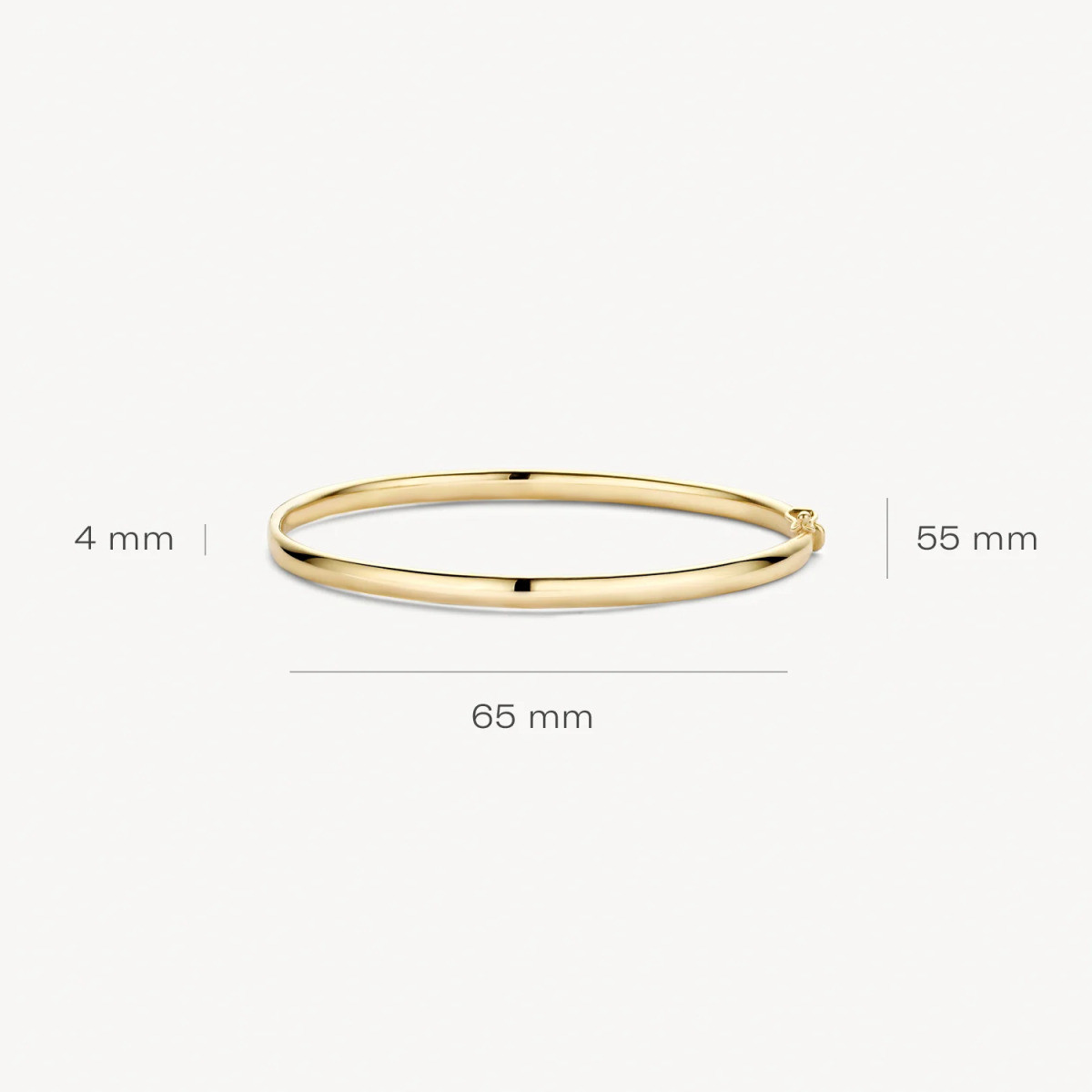 Blush 2155YGO gouden bangle met glanzende ronde buis 4 mm breed - Diameter 55 mm