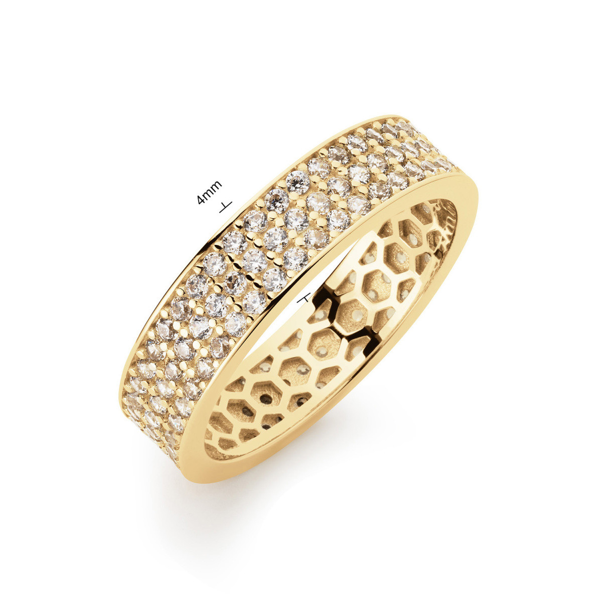 GLOW 214.0099 14-karaat gouden memoire ring zirkonia 4 mm breed