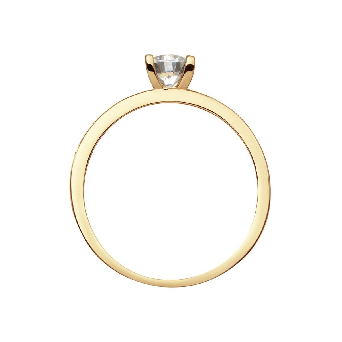 GLOW 214.1030 14-karaat gouden zirkonia solitair ring 4.5 mm breed