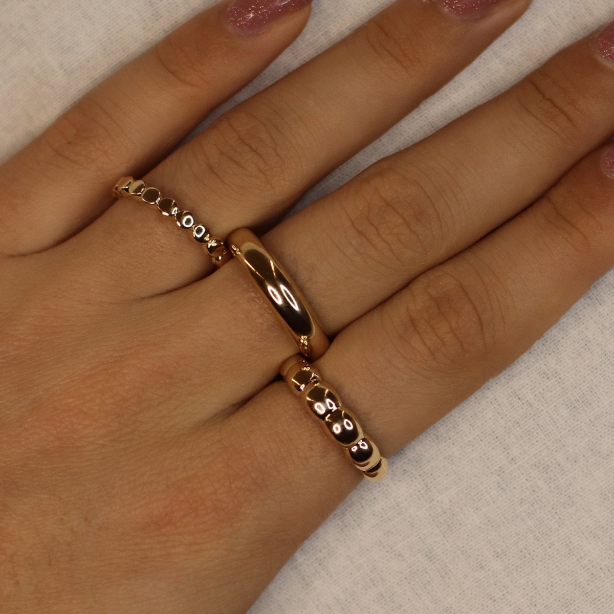 GLOW 214.1225 14-karaat gouden schakelring bolletjes 5 mm breed