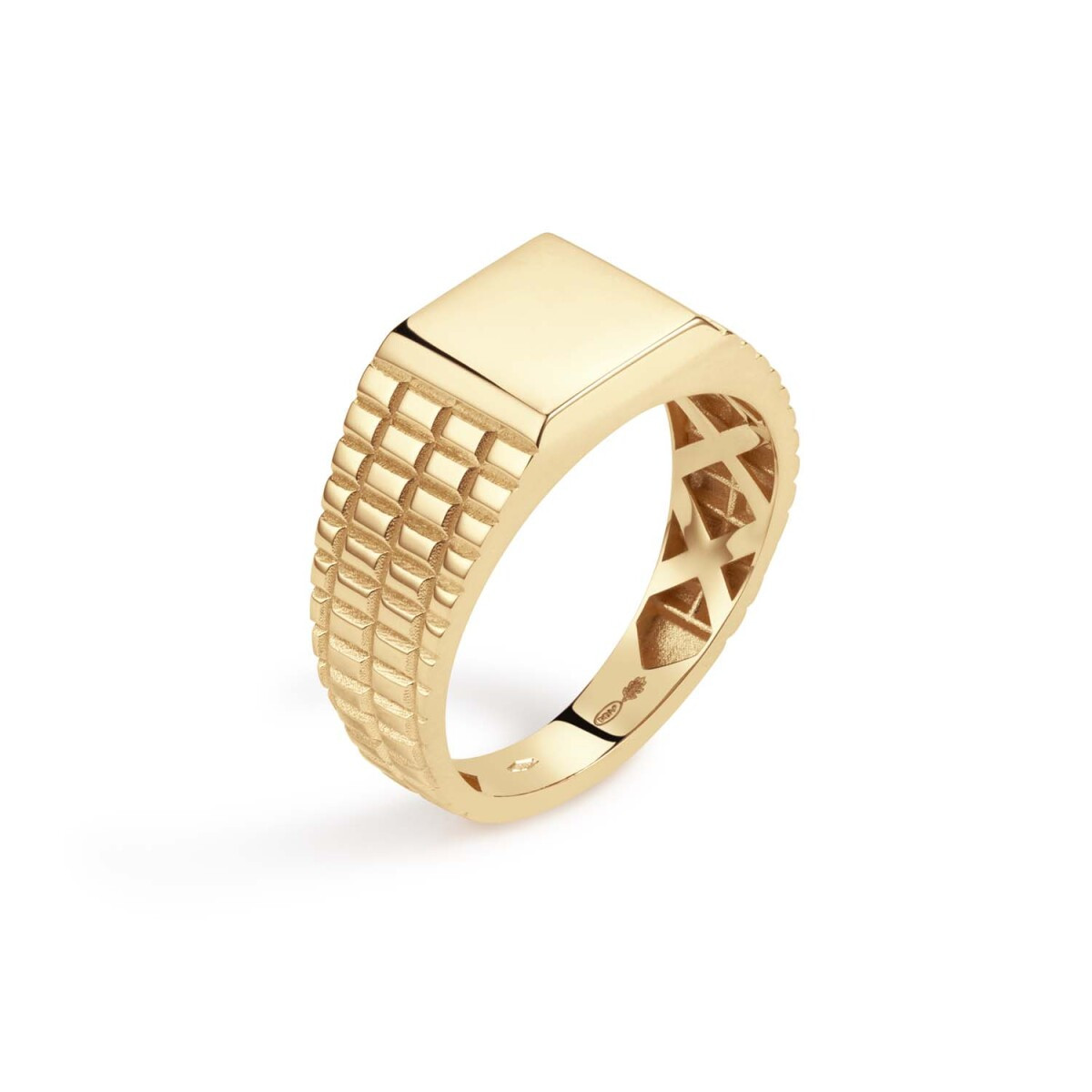 GLOW 214.2117 14-karaat gouden vierkante zegelring 10 mm breed