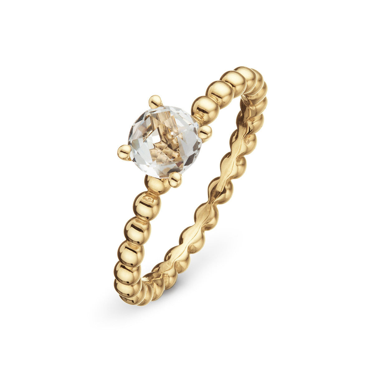 GLOW 214.2302 14-karaat gouden schakelring met topaas 6 mm breed