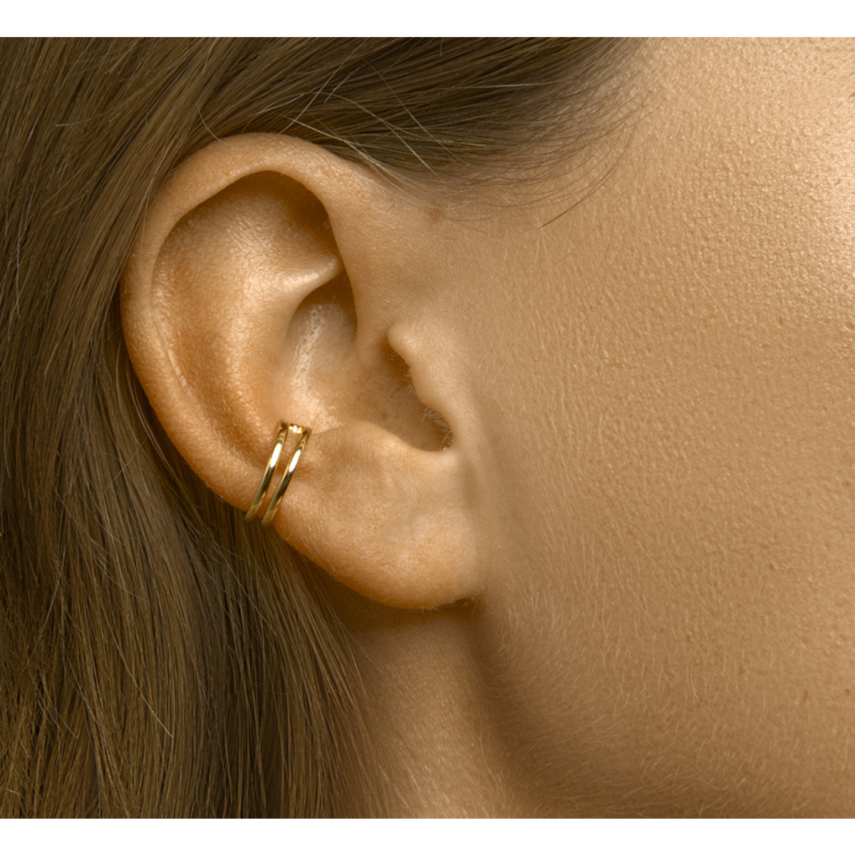 Gold plated earcuff twee lijnen