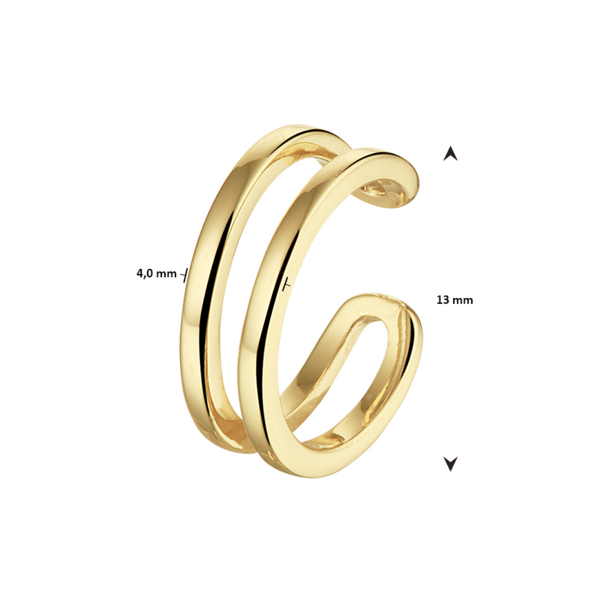 Gold plated earcuff twee lijnen