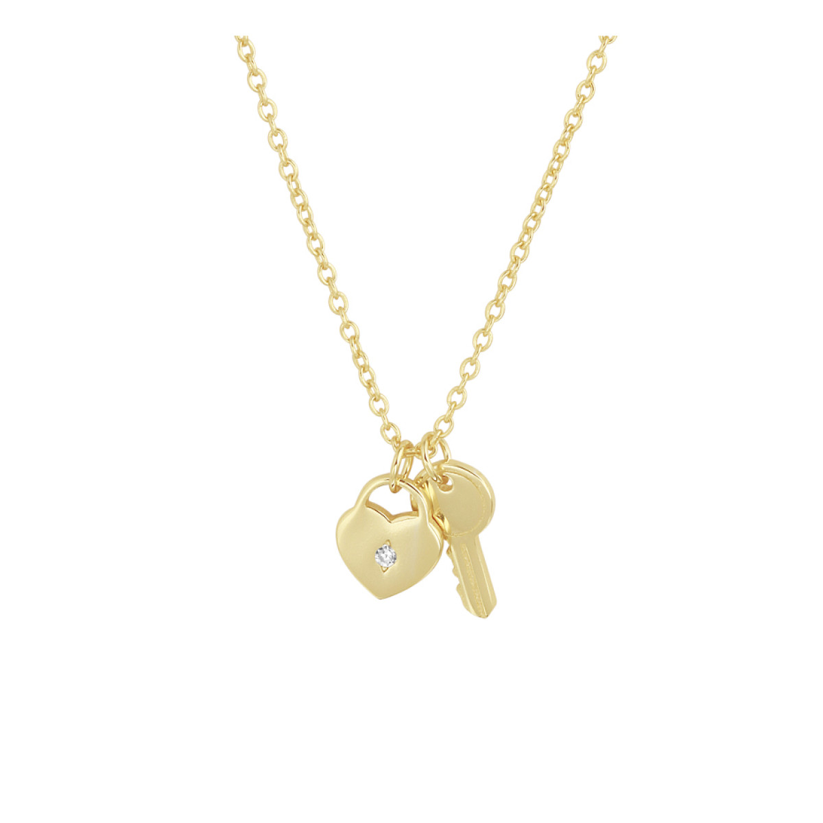 Gold plated ketting met hartje en sleutel 