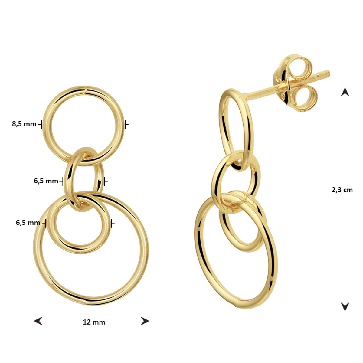 Oorhangers rondjes goud 