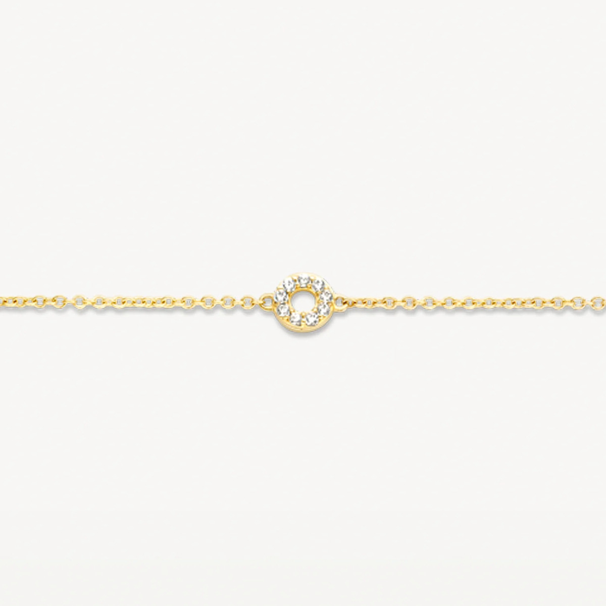 Blush 2200YZI gouden armband met ronde zirkonia hangers 0.8 mm breed - Lengte 18 cm