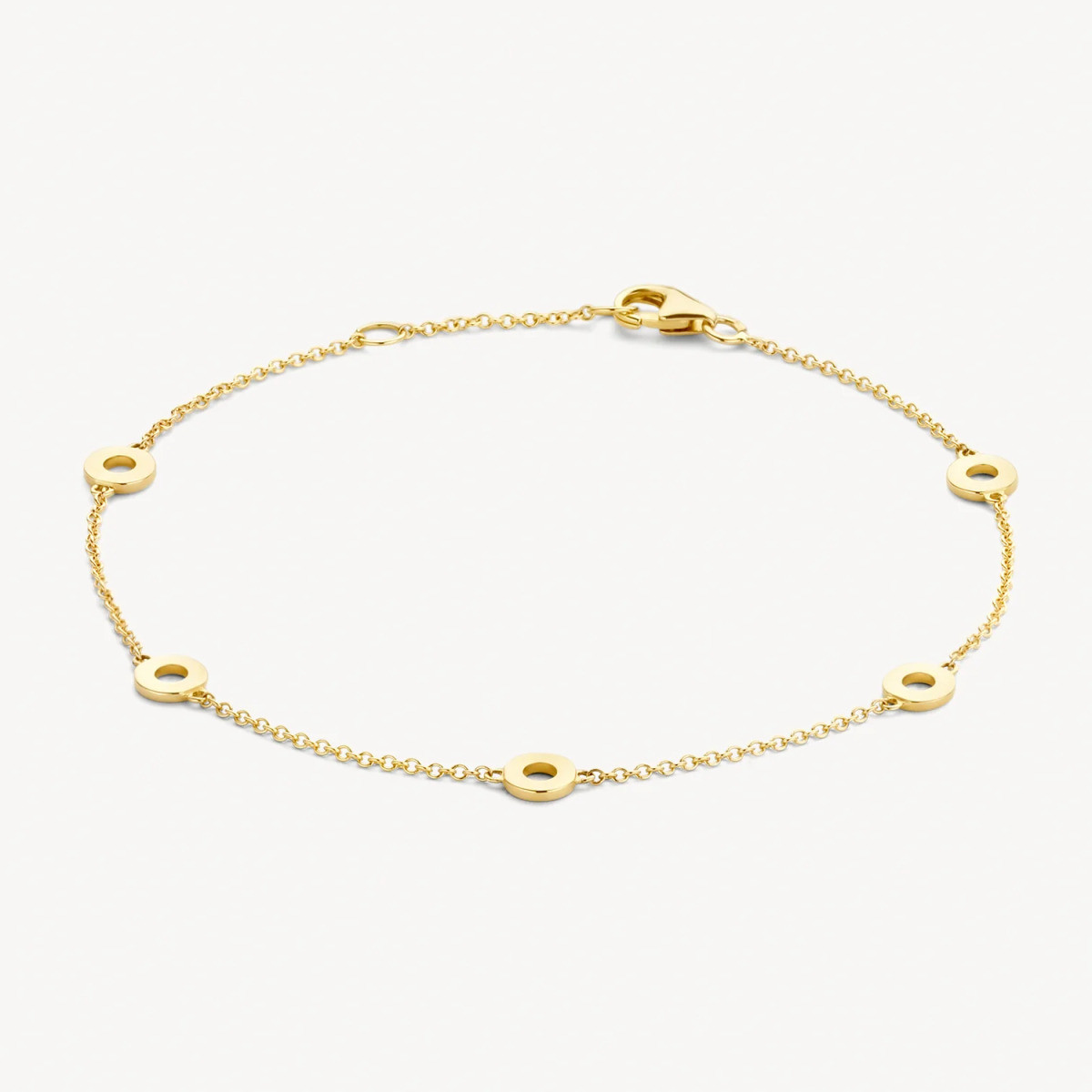 Blush 2201YGO gouden bedelarmband met cirkels 0.8 mm breed - Lengte 18 cm