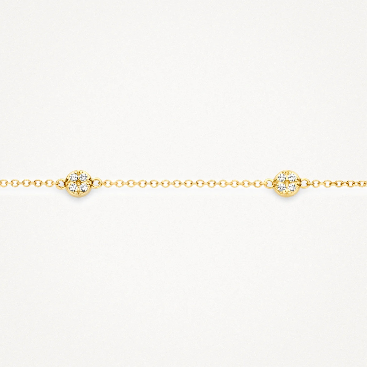 Blush 2213YZI gouden armband met ronde zirkonia hangers 3.5 mm breed - Lengte 17.5 cm