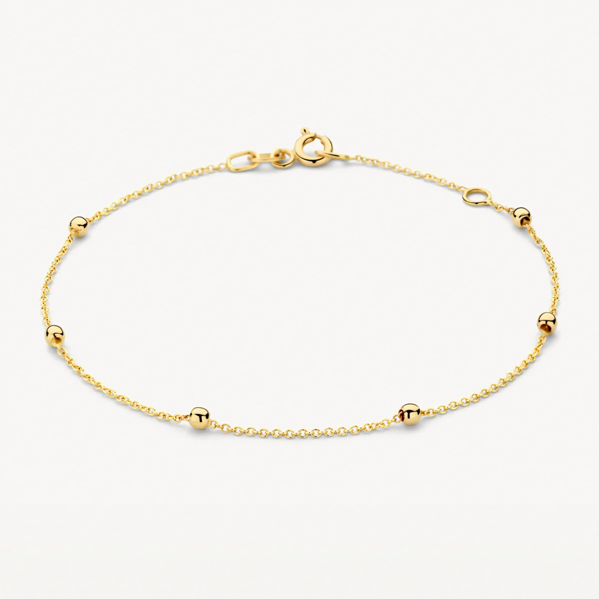 Blush 2224YGO gouden schakelarmband met zes bolletjes - Lengte 18.5 cm
