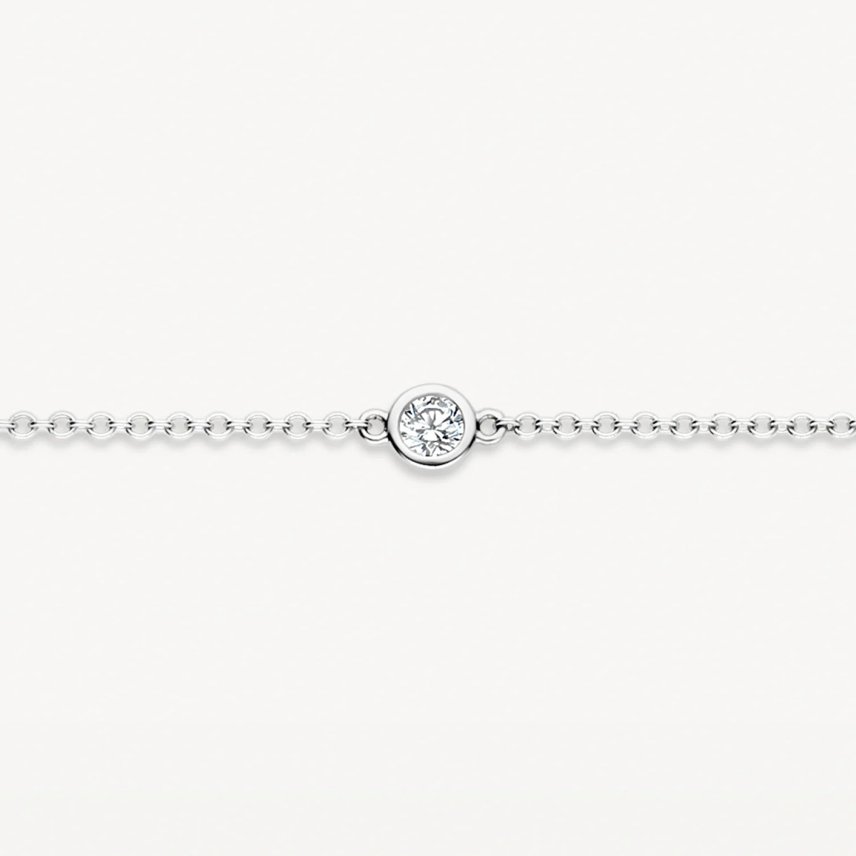 Blush 2237WZI witgouden armband met ronde zirkonia's 1 mm breed - Lengte 18 cm