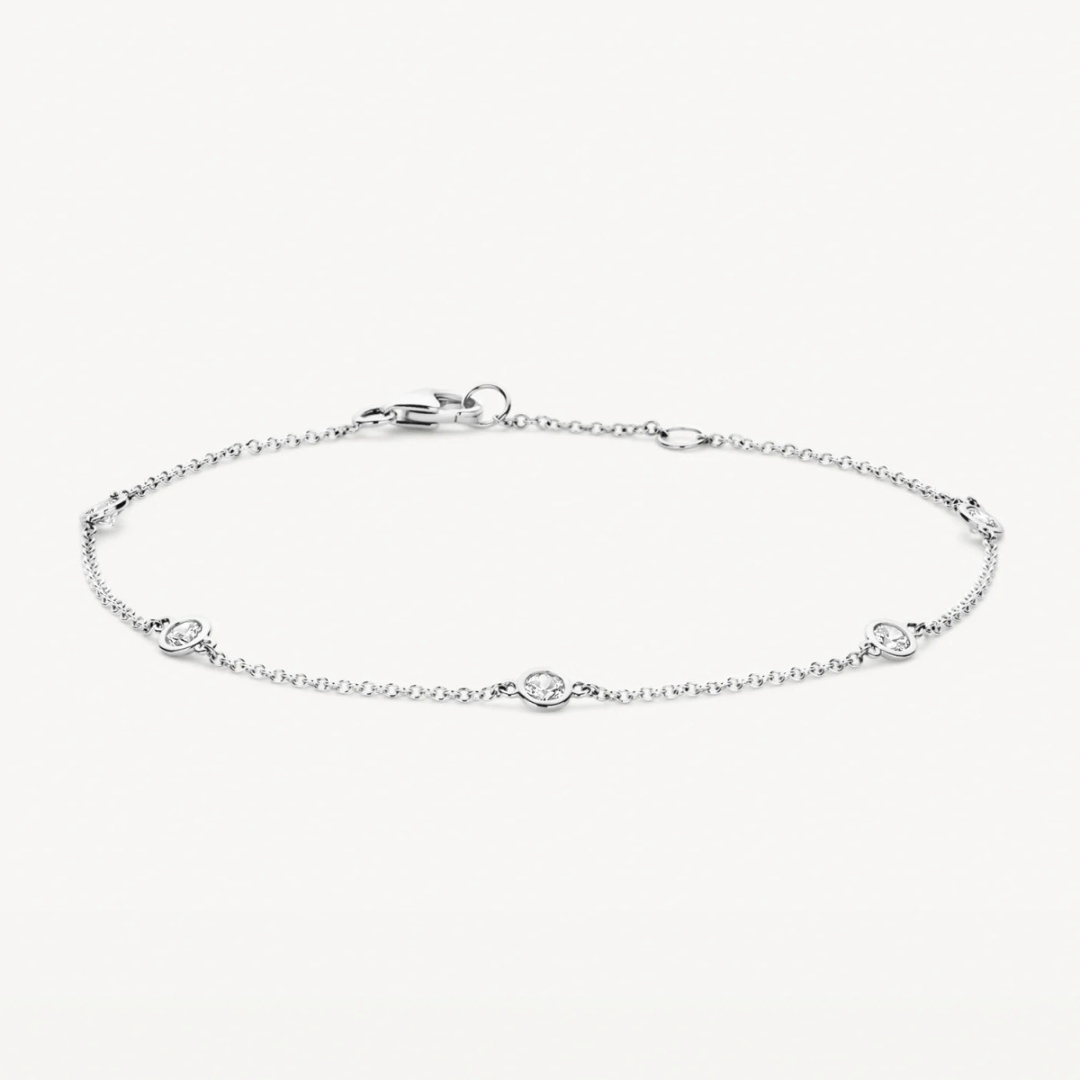 Blush 2237WZI witgouden armband met ronde zirkonia's 1 mm breed - Lengte 18 cm