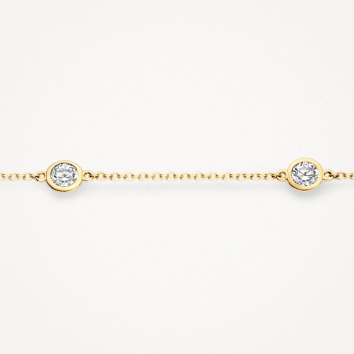 Blush 2238YZI gouden armband met vijf ronde zirkonia's 0.8 mm breed - Lengte 16.5-18.5 cm