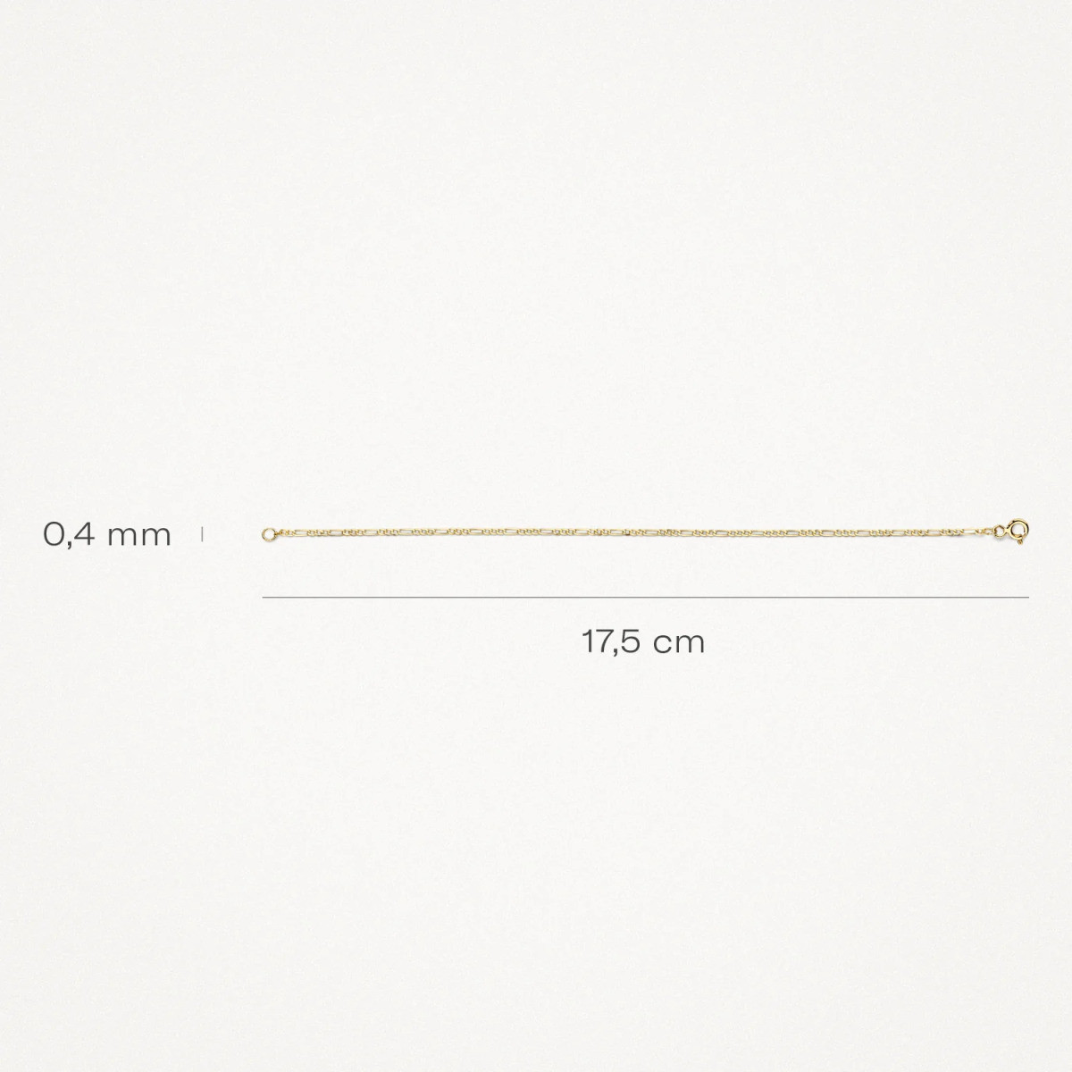 Blush 2261YGO gouden schakelarmband met figaro schakels 0.4 mm breed - Lengte 17.5 cm
