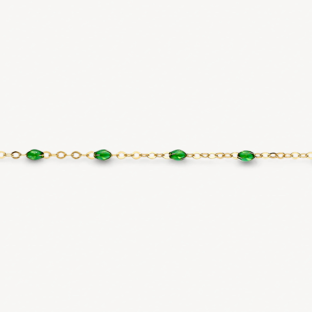 Blush 2264YRG gouden armband met groene resin elementen 0.8 mm breed - Lengte 16.5-18.5 cm