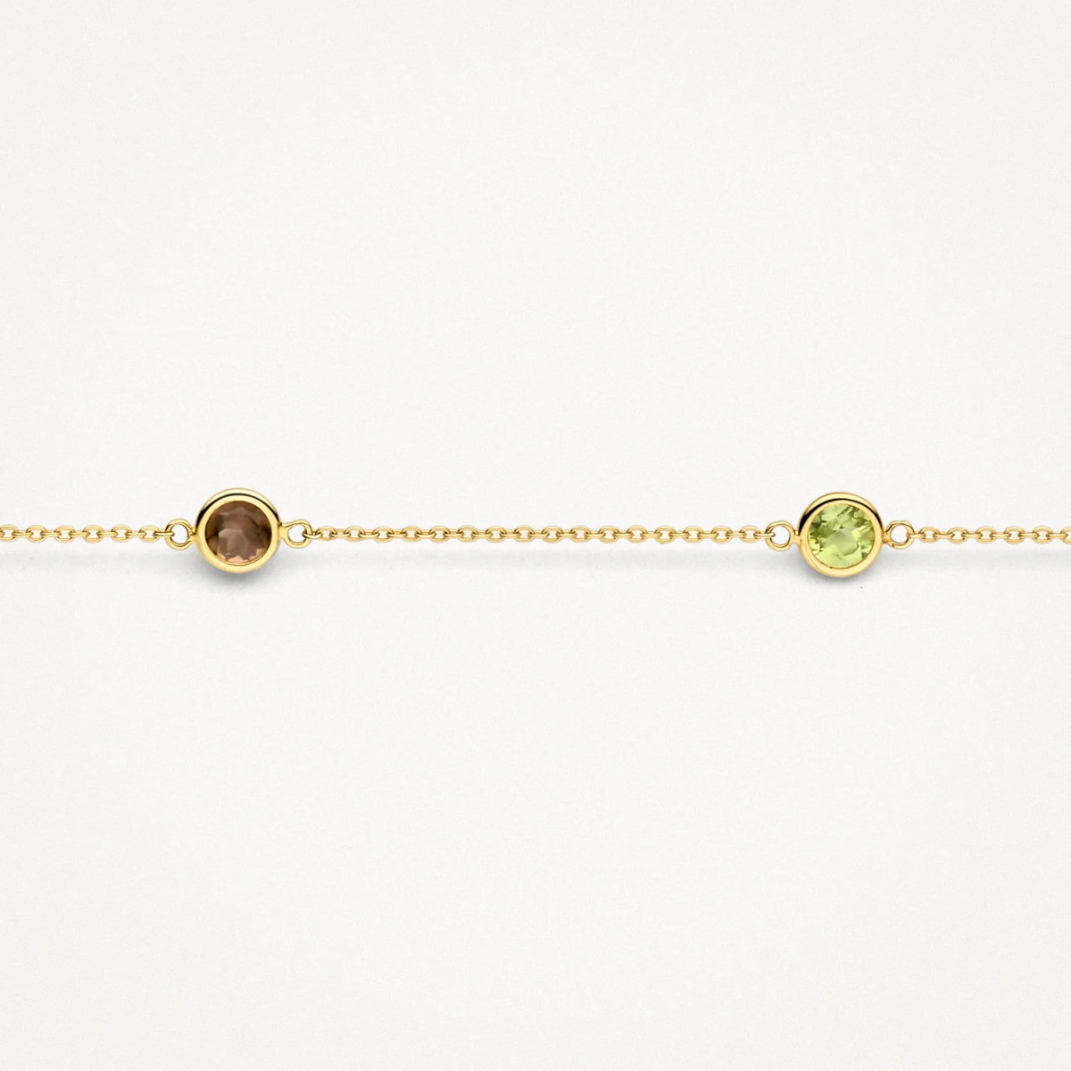 Blush 2266YFC gouden edelsteen armband met ronde hangers 0.8 mm breed - Lengte 18 cm