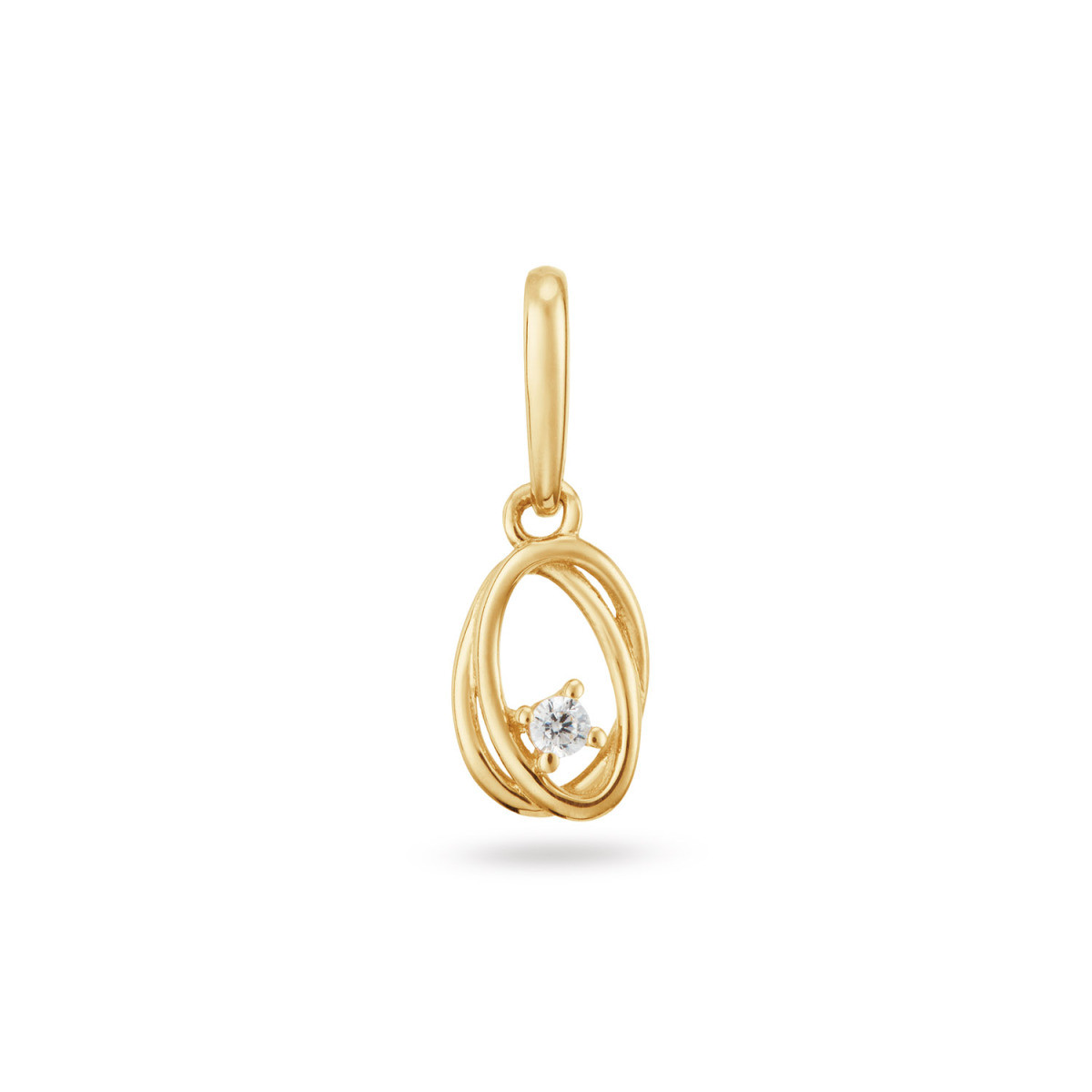 GLOW 220.0311.00 14-karaat gouden ovale hanger met briljant geslepen transparante zirkonia 5 mm breed - Hoogte 14 mm