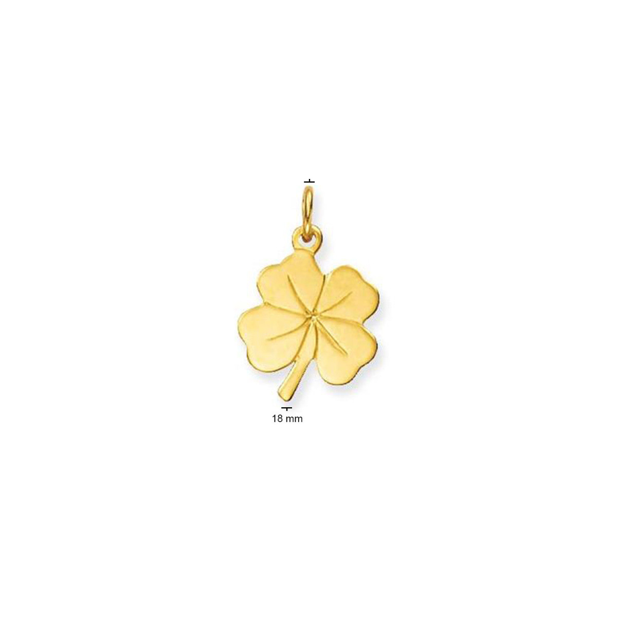 GLOW 230.0038.00 14-karaat gouden klavertje vier hanger met glanzende afwerking - Hoogte 18 mm