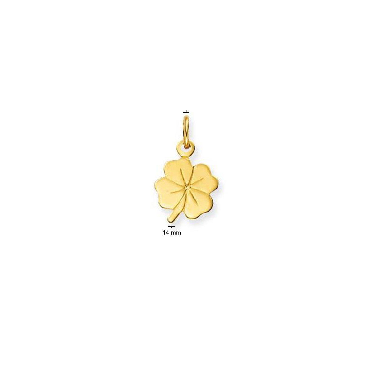 GLOW 230.0039.00 gouden klavertje vier hanger met glanzende afwerking - Hoogte 14 mm