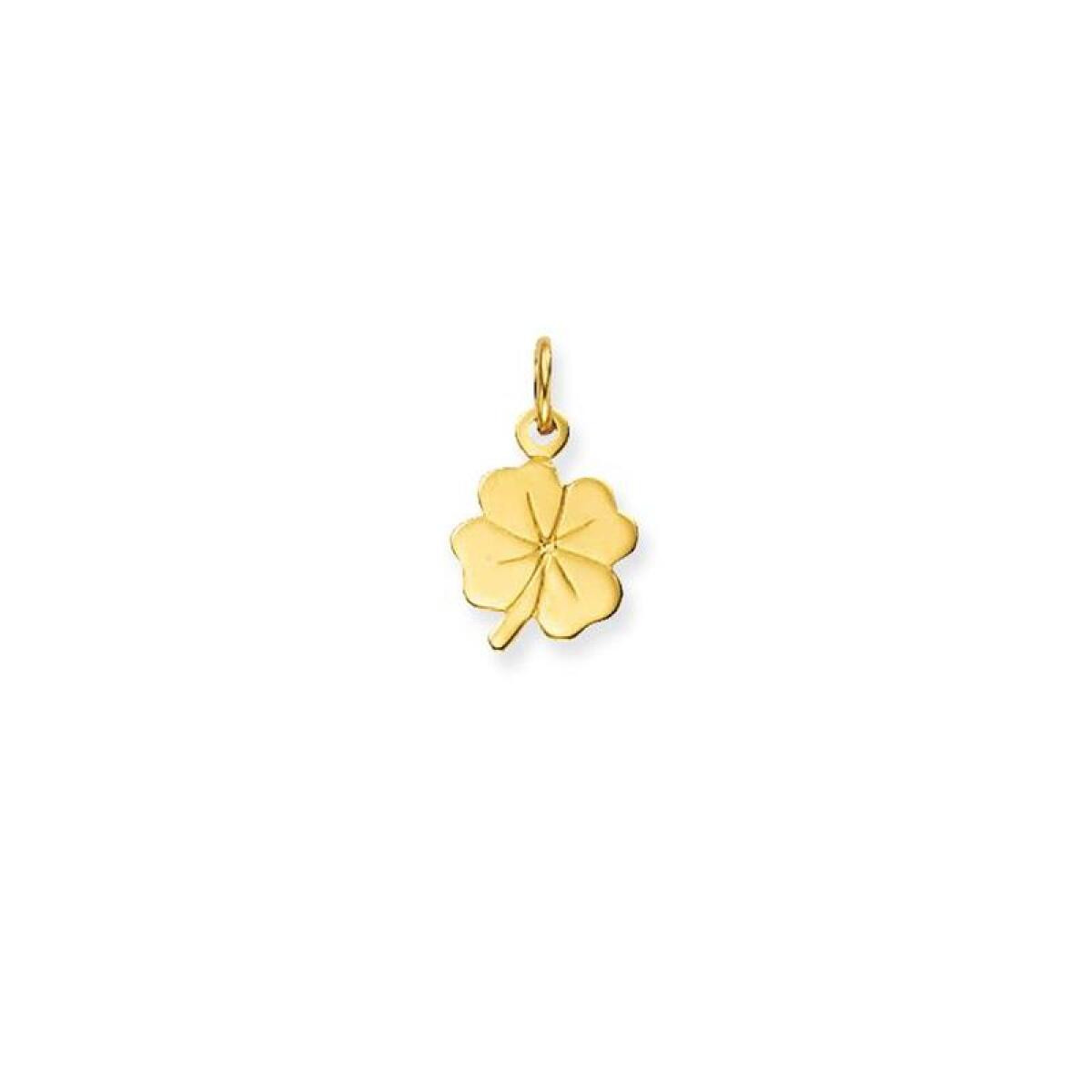 GLOW 230.0039.00 gouden klavertje vier hanger met glanzende afwerking - Hoogte 14 mm