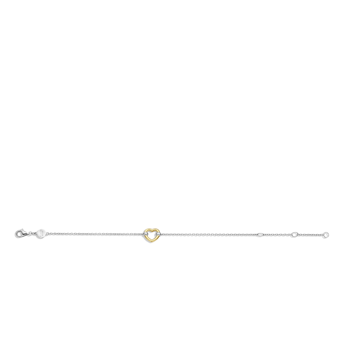 TI SENTO 23017SY hartjes armband zilver en goudkleurig - Lengte 16 cm, 18 cm, 20 cm