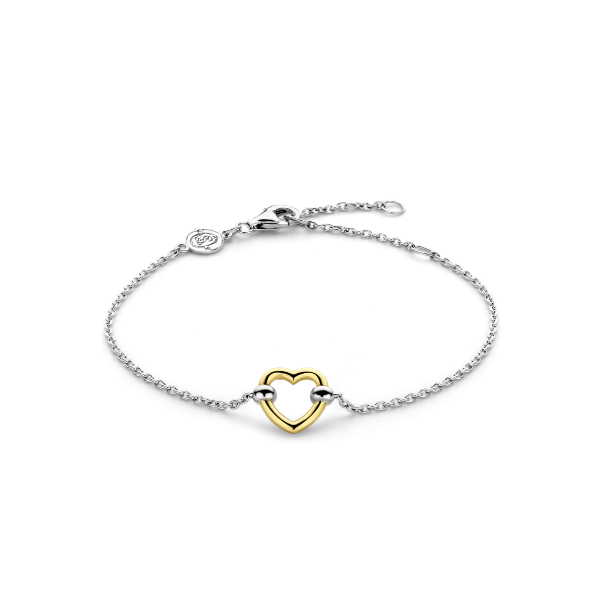 TI SENTO 23017SY hartjes armband zilver en goudkleurig - Lengte 16 cm, 18 cm, 20 cm