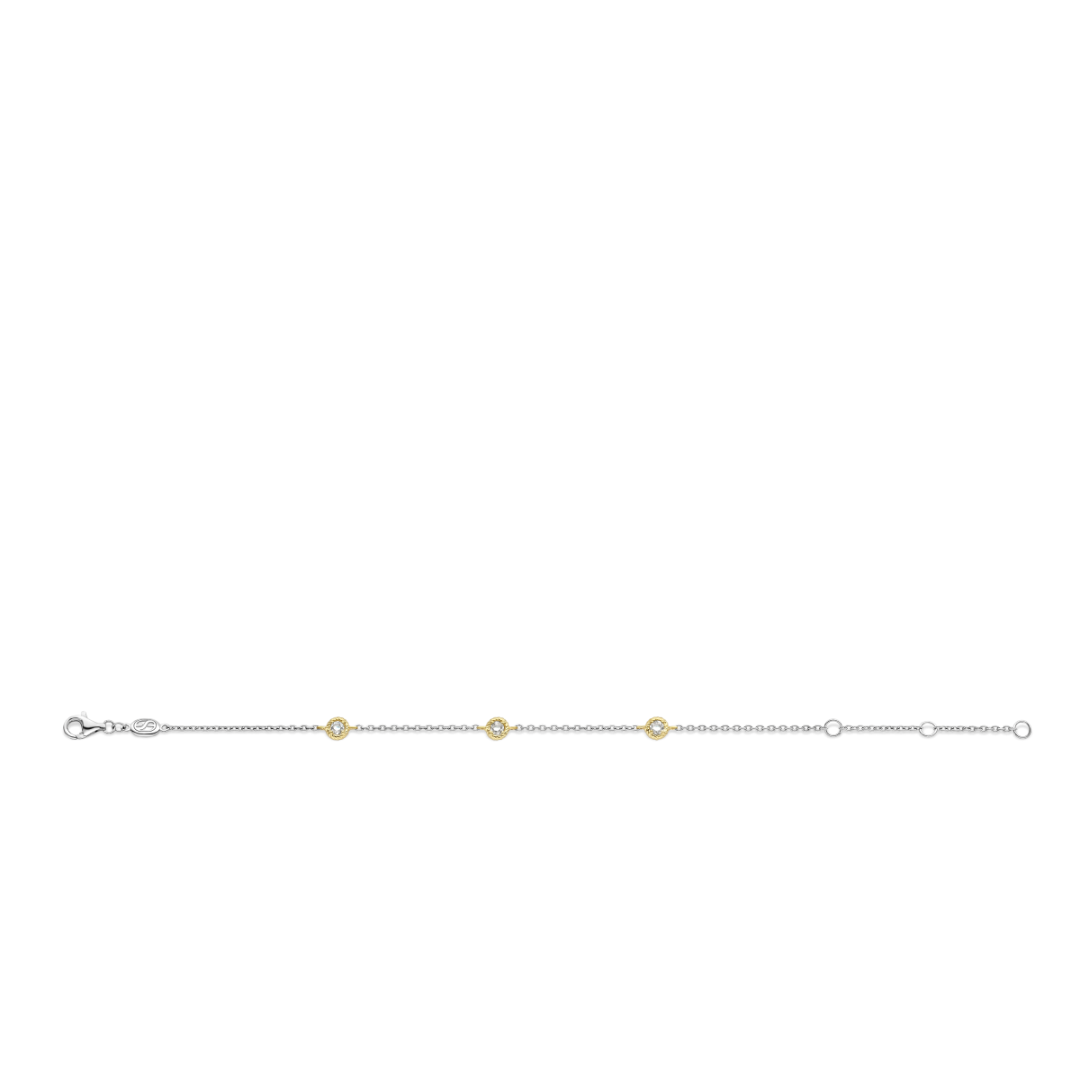 TI SENTO 23027ZY zilveren armband met gold plated zirkonia schakels - Lengte 16 cm, 18 cm, 20 cm