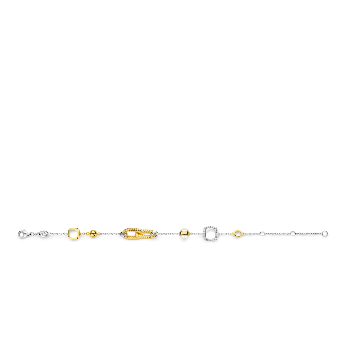 TI SENTO 23033ZY bicolor armband met diverse hangers - Lengte 16 cm, 18 cm, 20 cm