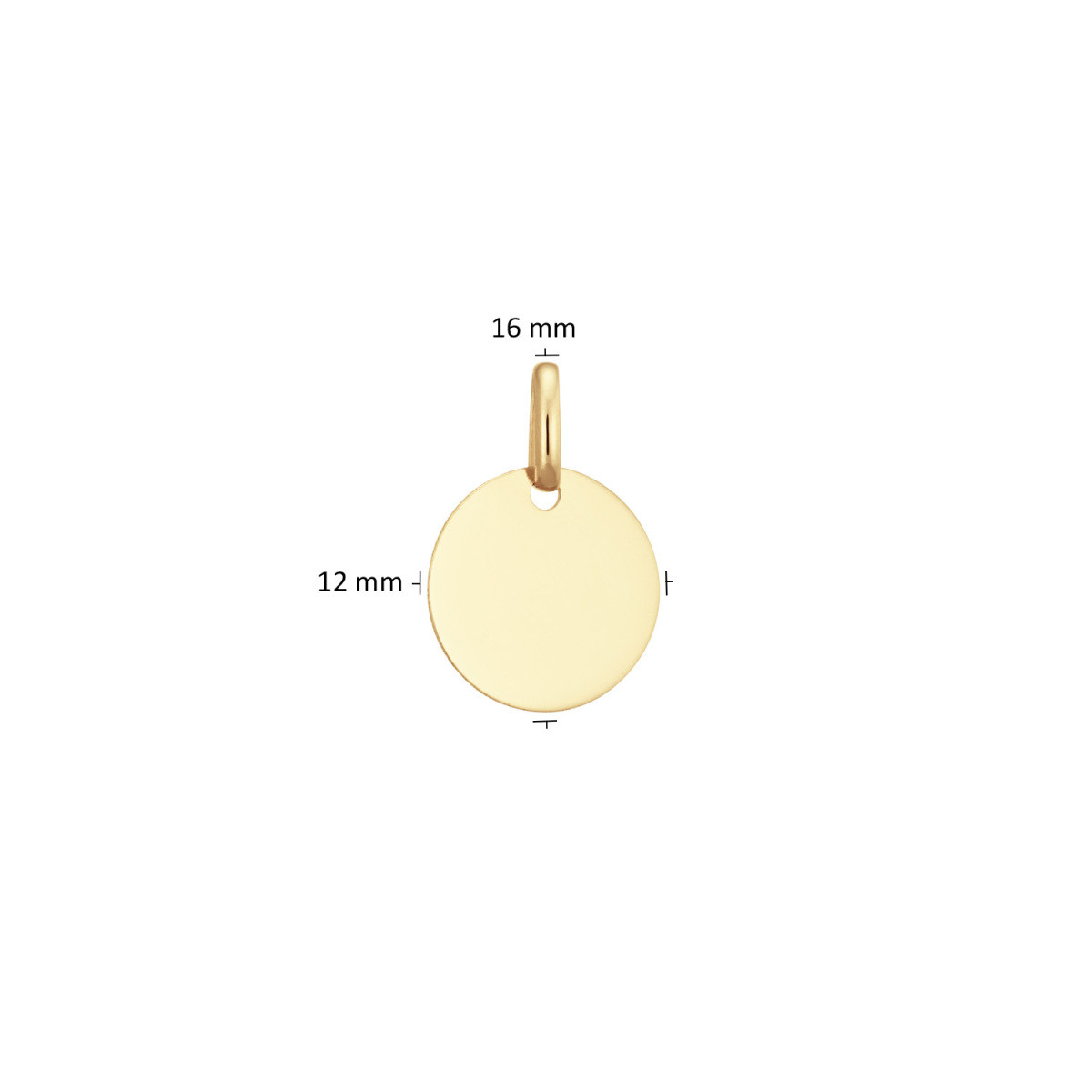 GLOW 242.0040.12 14-karaat gouden graveerhanger rond bolletje - Hoogte 16 mm