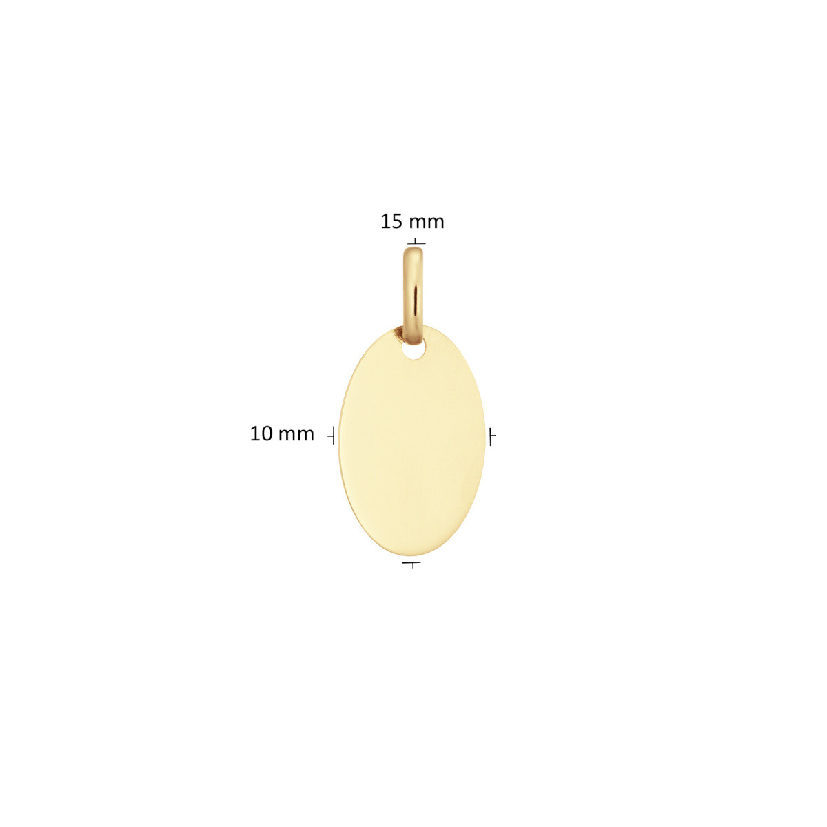 GLOW 242.0044.15 14-karaat gouden ovale graveerhanger glanzend 10 mm breed - Hoogte 15 mm