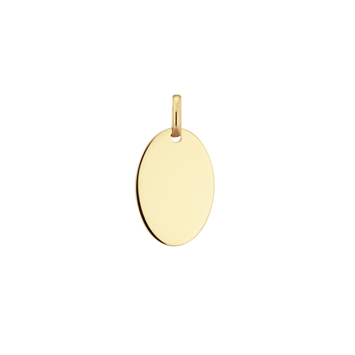 GLOW 242.0044.18 14-karaat gouden ovale graveerhanger glanzende afwerking 12 mm breed - Hoogte 18 mm